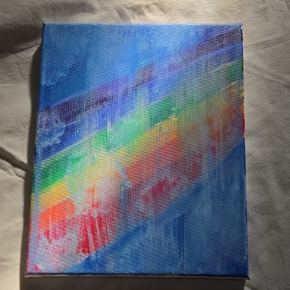 Rainbow Diagonal Abstract Canvas Art